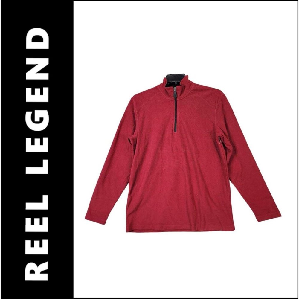 Reel Legends Sweater Jacket Red Men Size Medium Long Sleeves Fleece